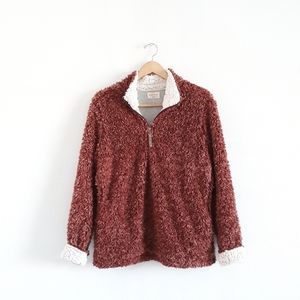 Weatherproof Red Sherpa Fleece Pullover Sweater